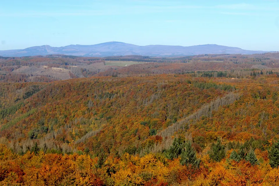 Harz: Ilfeld, Poppenberg, view to the mountains around the Brocken mountains