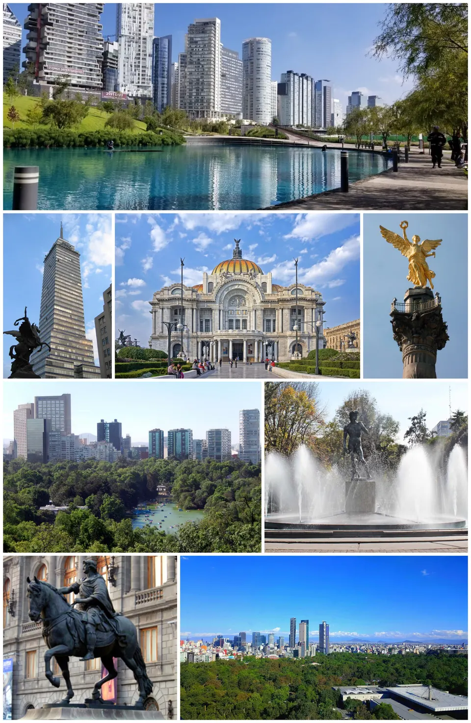 Collage mit Sehenswürdigkeiten von Mexiko-Stadt