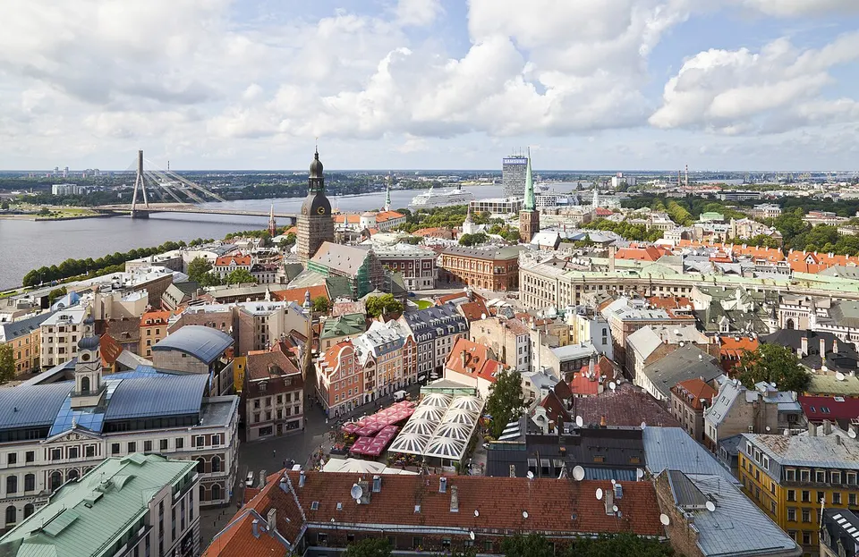 Riga: View of Riga from St. Peter's church, Latvia